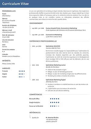 Modèle de CV gratuit