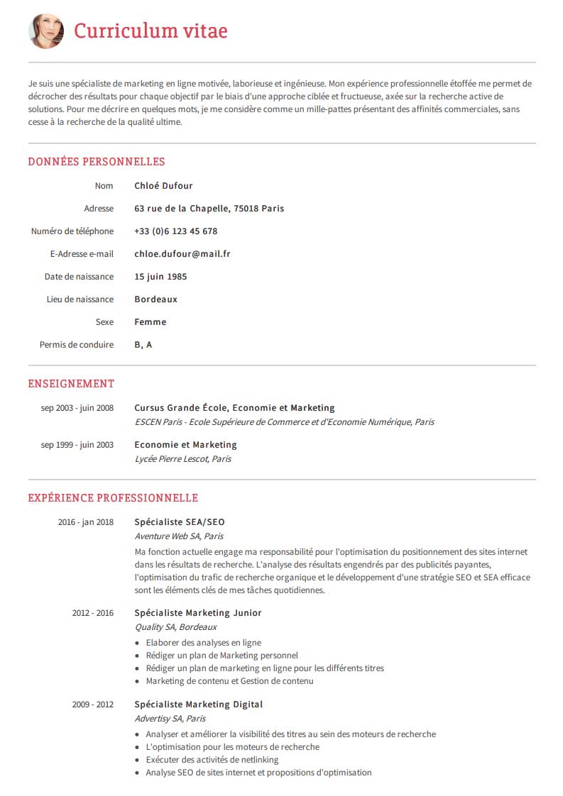 Créez votre CV professionnel facilement en ligne  CVMaker.fr