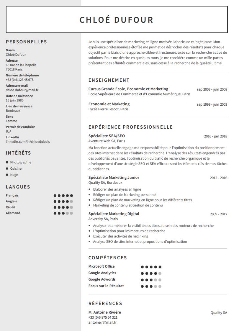 Refaire Son Cv Gratuitement