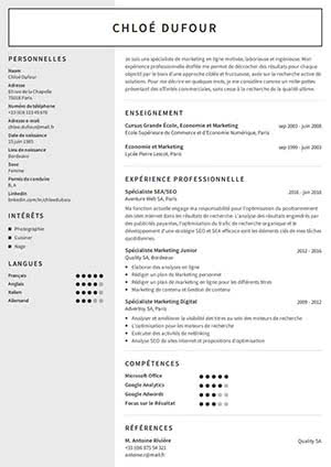 Modèle de CV gratuit