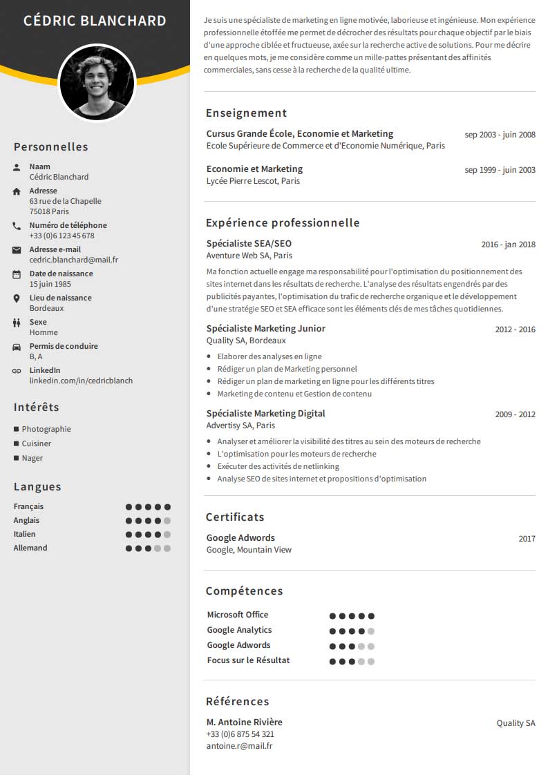 Créez votre CV professionnel facilement en ligne  CVMaker.fr