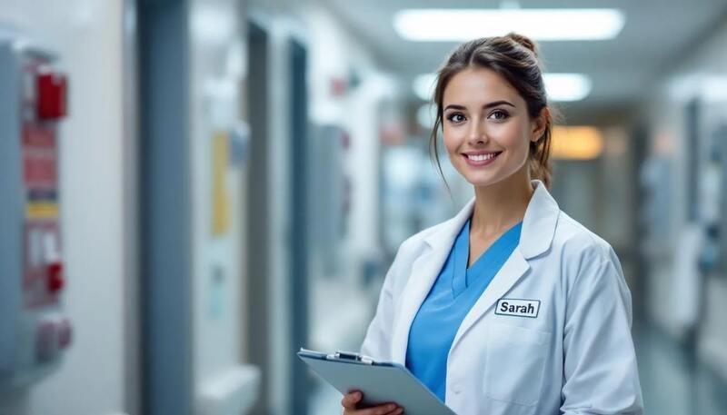 Une infirmière est en train de s'occuper de patients dans un milieu hospitalier, montrant son engagement envers la santé publique et le bien-être des personnes. Elle utilise ses compétences techniques pour fournir des soins généraux tout en travaillant en coordination avec les équipes médicales.