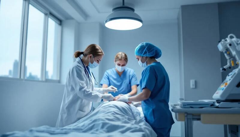 Dans une salle d'hôpital moderne, une équipe médicale composée de médecins généralistes et spécialistes collabore sur des cas de patients, illustrant l'importance de la prise en charge et des compétences diagnostiques dans le milieu hospitalier. L'environnement dynamique reflète l'engagement des professionnels de santé envers le bien-être et la santé des personnes.