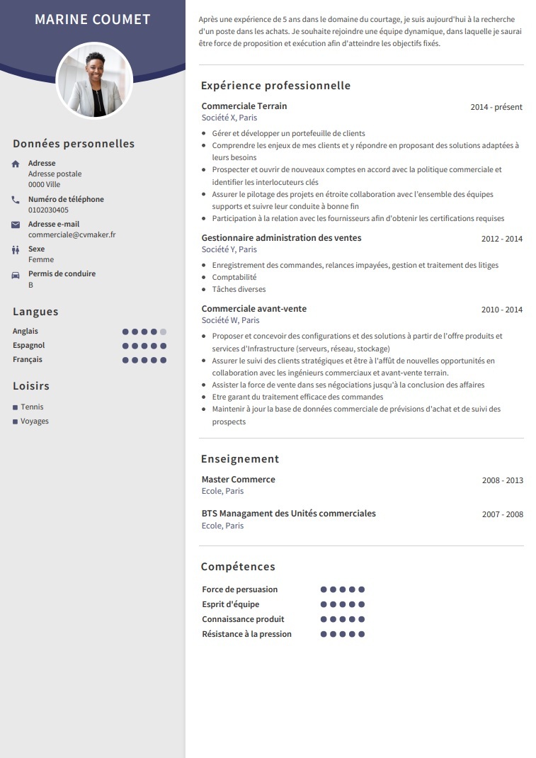 Exemples de cv professionnel à télécharger - CVmaker