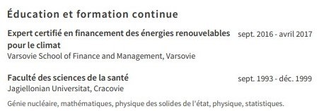 exemple de cv pour l'éducation