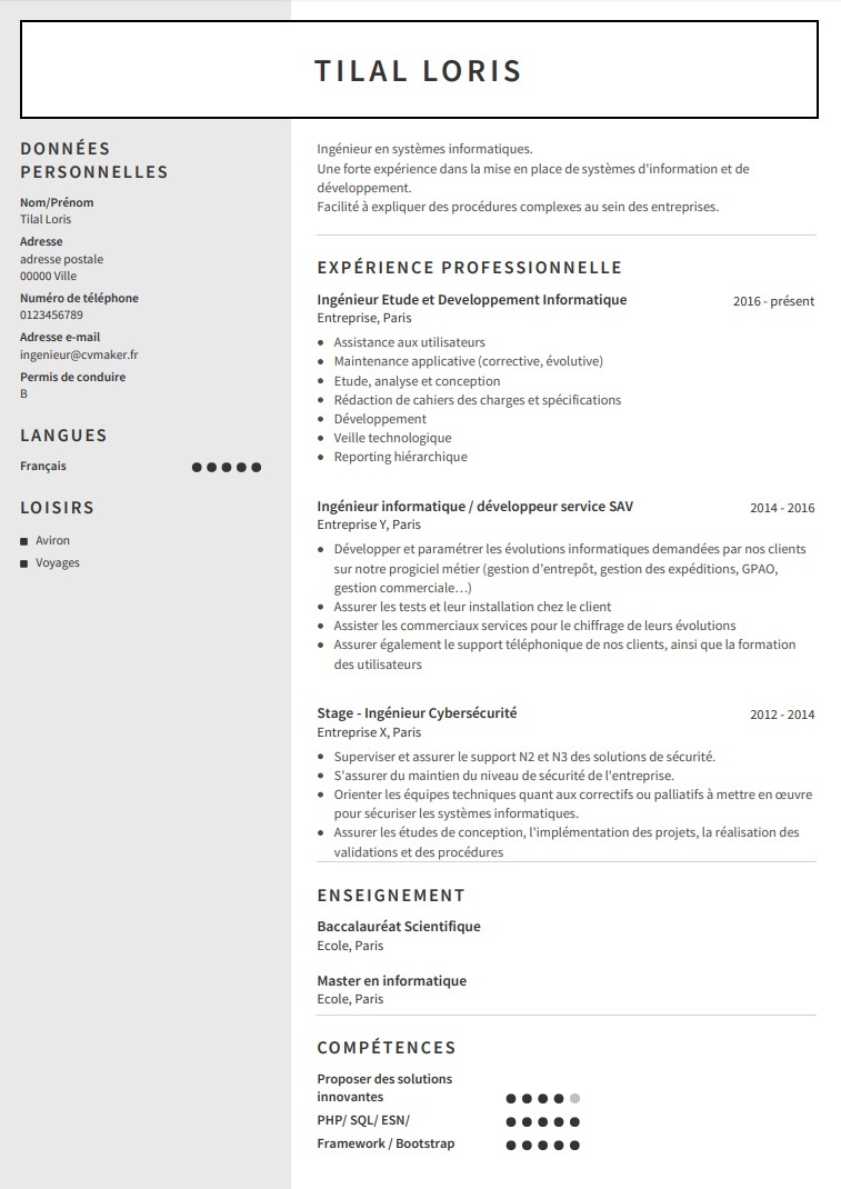 Curriculum Vitae Etudiant Sans Experience