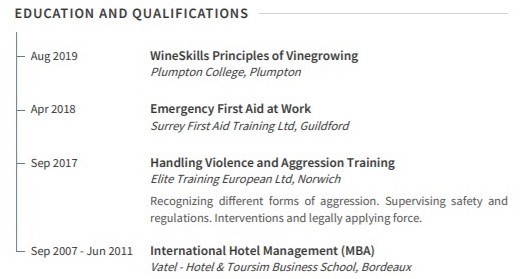 exemple de cv pour l'éducation