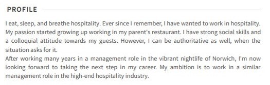exemple de cv de profil personnel