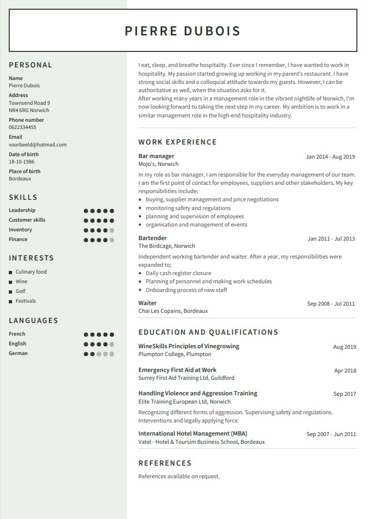 Traduction De Cv En Anglais Gratuit Curriculum Vitae Template