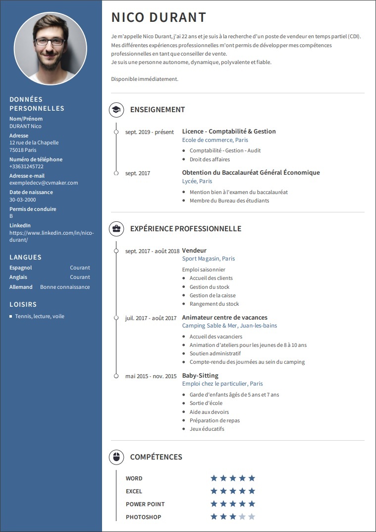 Exemples De Cv Professionnel T l charger CVmaker Exemples De Cv Professionnel T l charger CVmaker