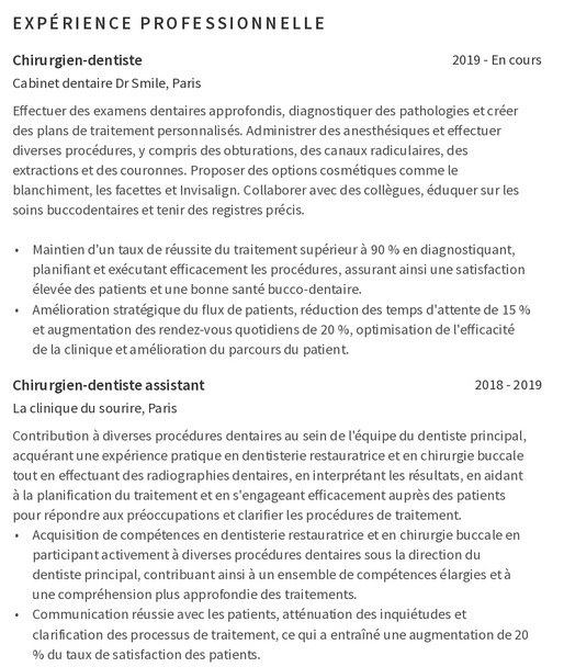 exemple de cv d'expérience professionnelle