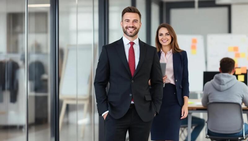 L'image présente une comparaison de différentes tenues professionnelles adaptées à divers secteurs d'activité, illustrant des styles variés allant du costume formel à des vêtements plus décontractés. Cette représentation visuelle peut aider les candidats à bien préparer leur entretien d'embauche en choisissant la tenue appropriée pour maximiser leurs chances de succès.