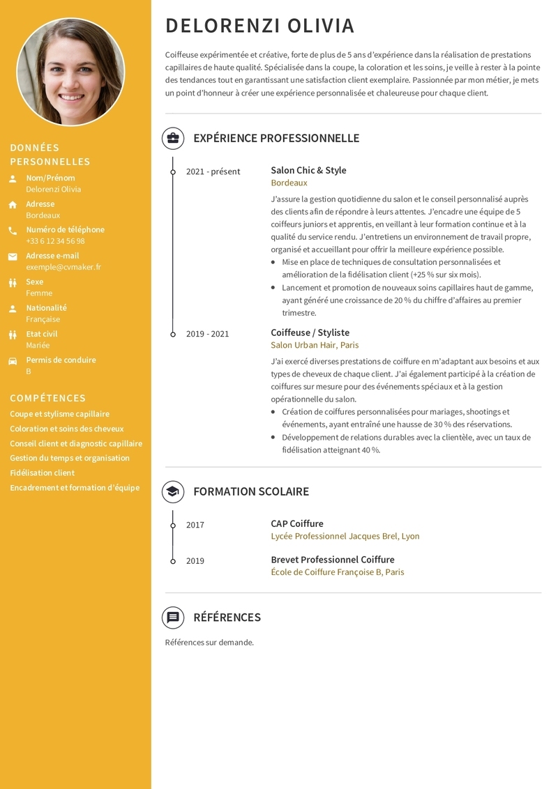 Modèles de CV Coiffeuse