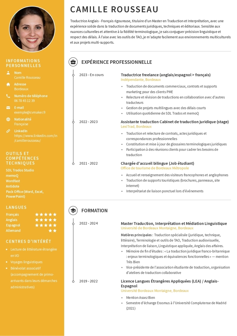 Modèles de CV Traductrice